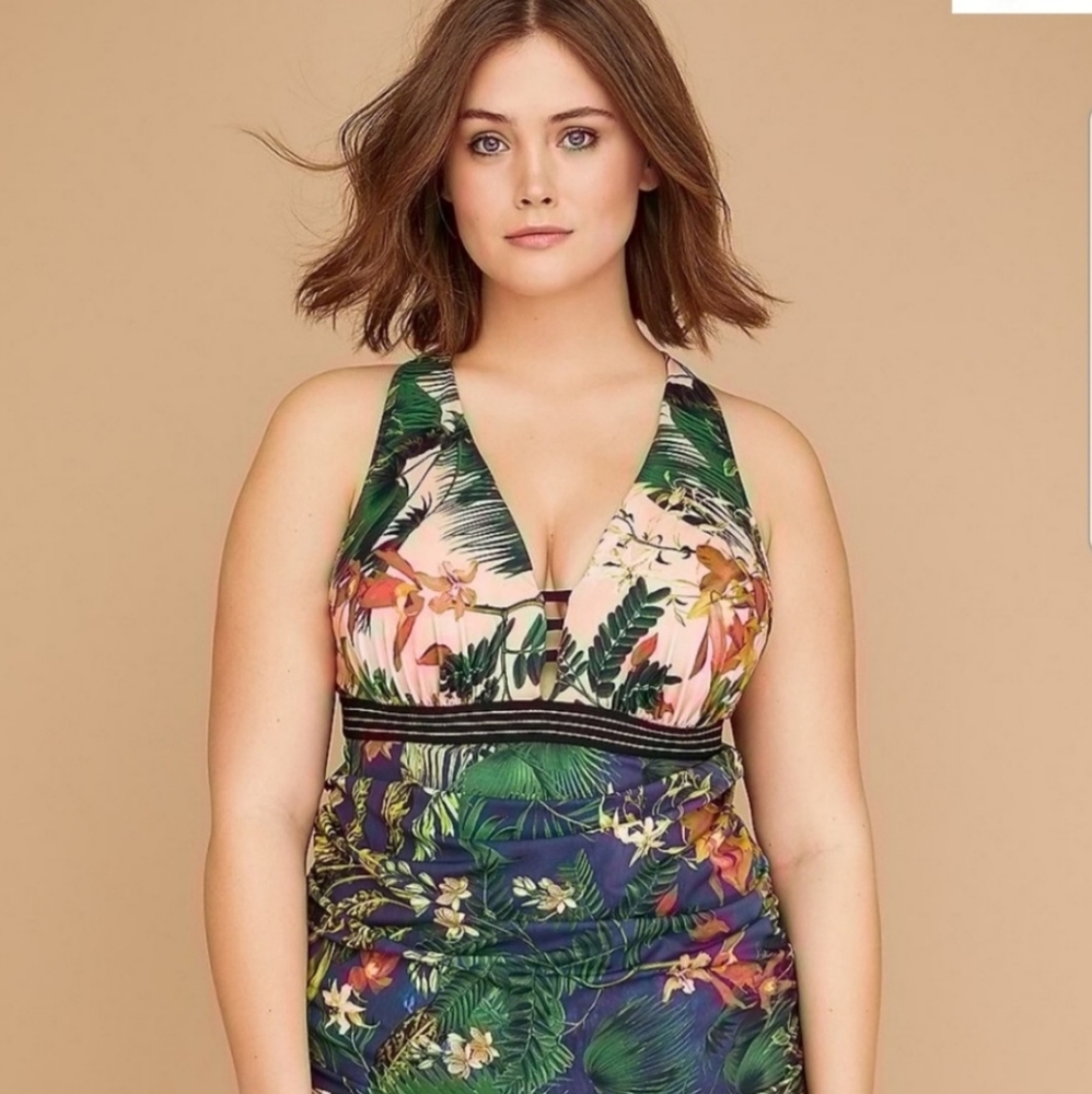 Lane Bryant swim underwire tankini top, size 40F